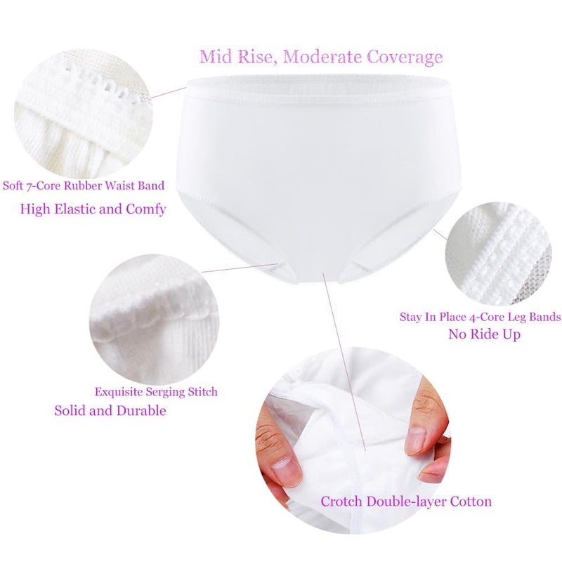 STARLY Women's Disposable Pure Cotton Underwear Travel Panties High Cut Granny Briefs (10pcs,White,S) - Image 4